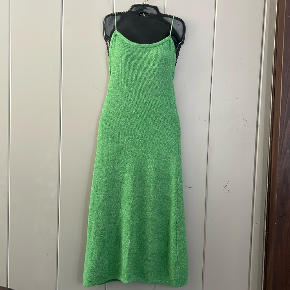 Showpo Slip Dress Green Knit Minimalist Modern Boho Athleisure Luxe Simple Chic